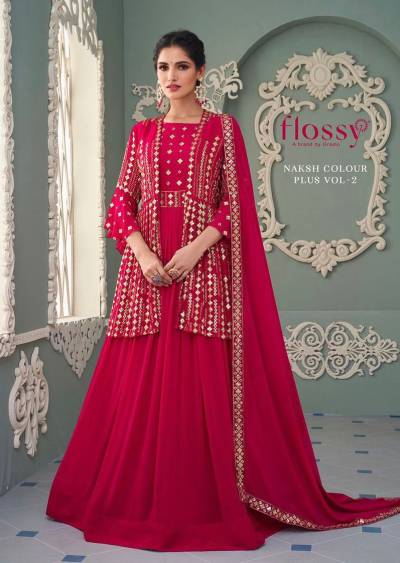 Naksh Colour Vol 2 By Flossy Partywear Heavy Work Designer Suit Collection